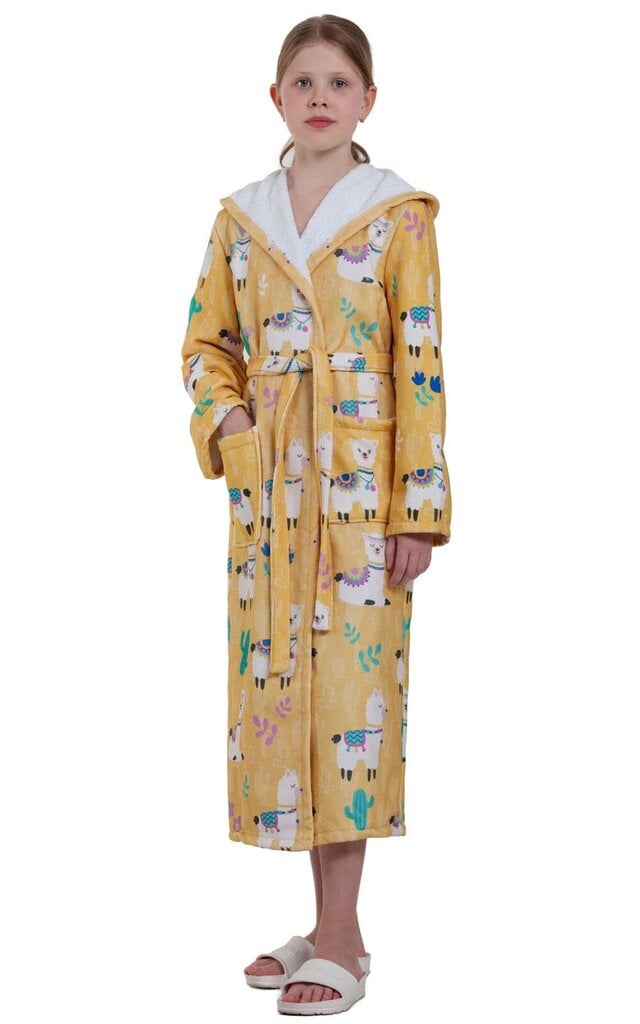 Laste puuvillane hommikumantel "Laama" CHBA009 hind ja info | Tüdrukute hommikumantlid ja pidžaamad | kaup24.ee