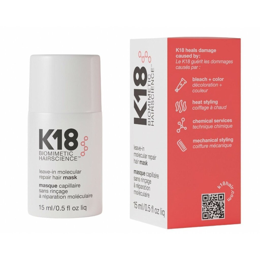 K18 Pähejäetav molekulaarne juuksemask, 15 ml цена и информация | Maskid, õlid, seerumid | kaup24.ee