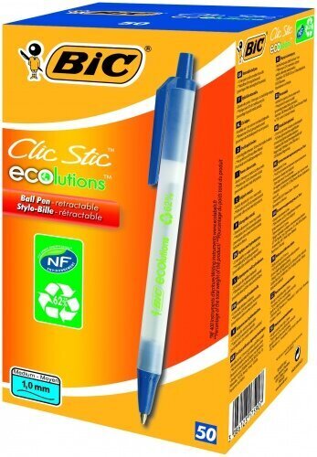 BIC pastapliiatsid ECO Clic Stic. Sinine 1.0 mm, 50 tk. 175907 - цена и информация | Kirjutusvahendid | kaup24.ee