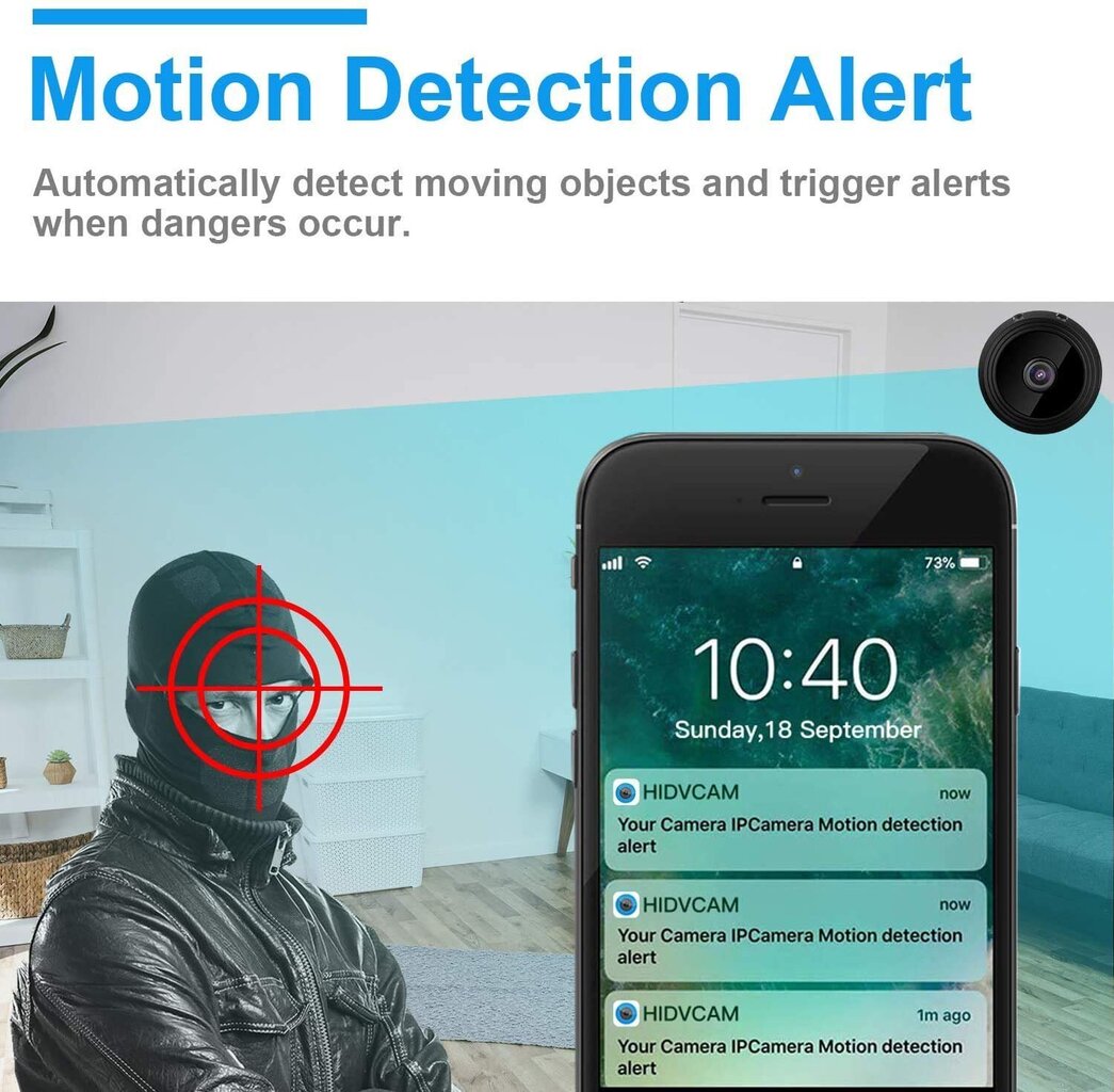 Mini juhtmevaba valvekaamera WIFI Full HD hind ja info | Valvekaamerad | kaup24.ee