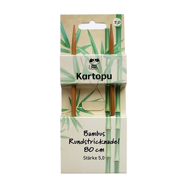 Bambusest ringvarras Kartopu 80 cm metallkaabliga 5,00 mm hind ja info | Kudumistarvikud | kaup24.ee
