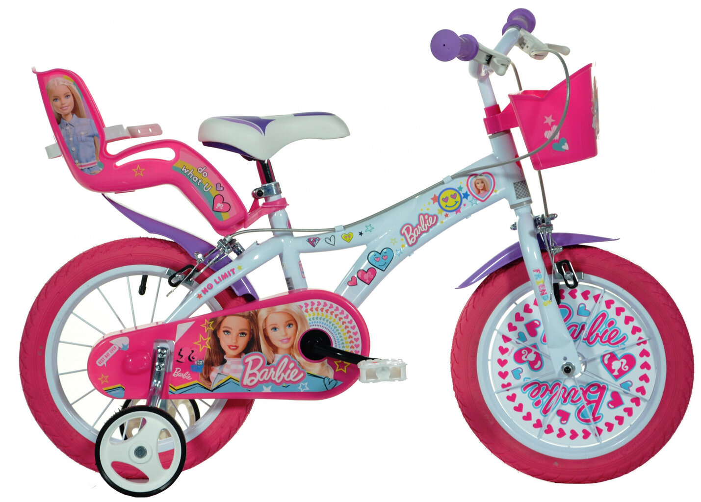 Laste jalgratas Dino Barbie No Limit 16", valge/roosa hind ja info | Jalgrattad | kaup24.ee