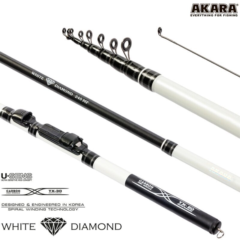 Teleskoopspinning Akara White Diamond MF TX-30 180 cm hind ja info | Ridvad, ridvahoidjad | kaup24.ee