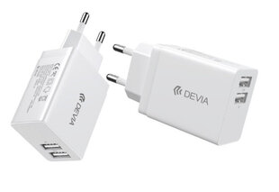 Laadija Devia Smart kahega USB pistikuga (2.4A) valge hind ja info | Mobiiltelefonide laadijad | kaup24.ee