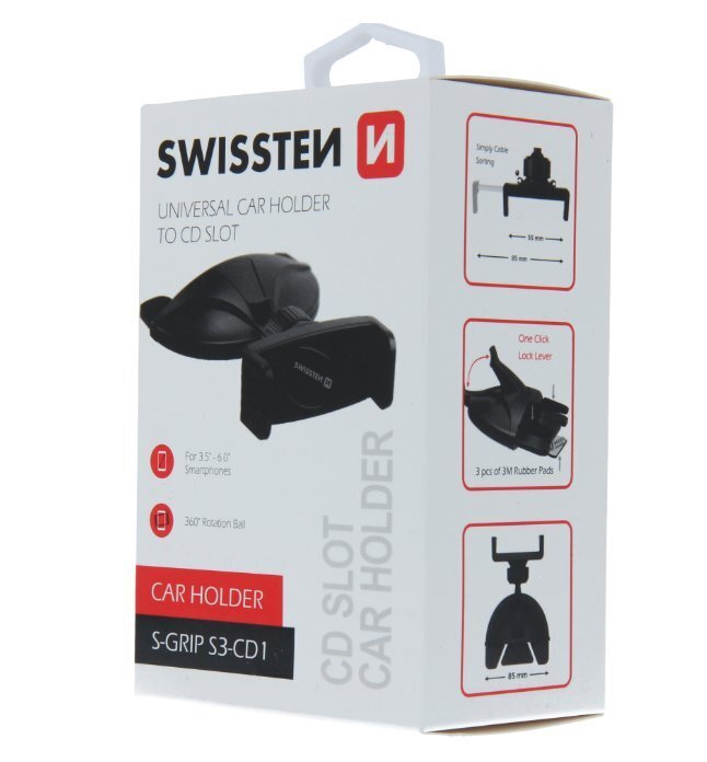 Swissten S-Grip S3-CD1 Universal Car CD / Radio Holder For Tablets / Phones / GPS Black hind ja info | Mobiiltelefonide hoidjad | kaup24.ee