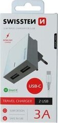Зарядный адаптер Swissten 2x USB-A 3 A цена и информация | Зарядные устройства для телефонов | kaup24.ee