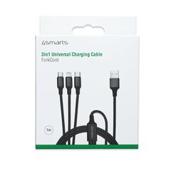 4smarts 3in1, Micro-USB/USB-C/Lightning, 1 m цена и информация | Кабели и провода | kaup24.ee