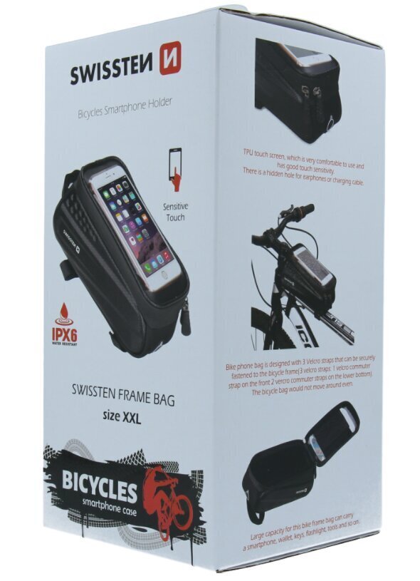 Swissten Waterproof Bike holder / bag For 5.4 - 6.7 inches Mobile phones Black hind ja info | Mobiiltelefonide hoidjad | kaup24.ee
