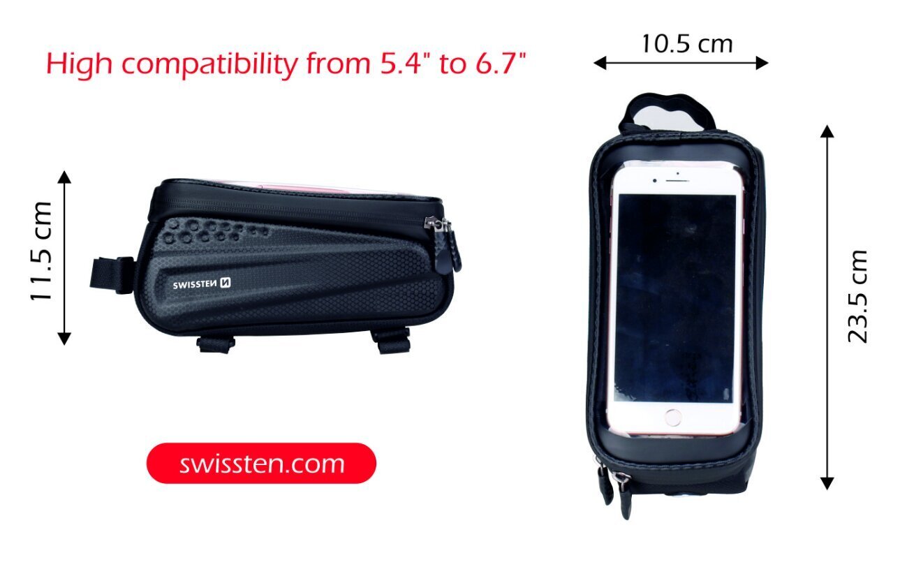 Swissten Waterproof Bike holder / bag For 5.4 - 6.7 inches Mobile phones Black hind ja info | Mobiiltelefonide hoidjad | kaup24.ee