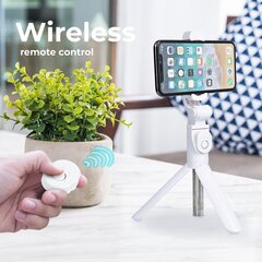 RoGer AA 2in1 Selfie Stick + Tripod Telescopic Stand with Bluetooth Remote Control White цена и информация | Моноподы для селфи («Selfie sticks») | kaup24.ee