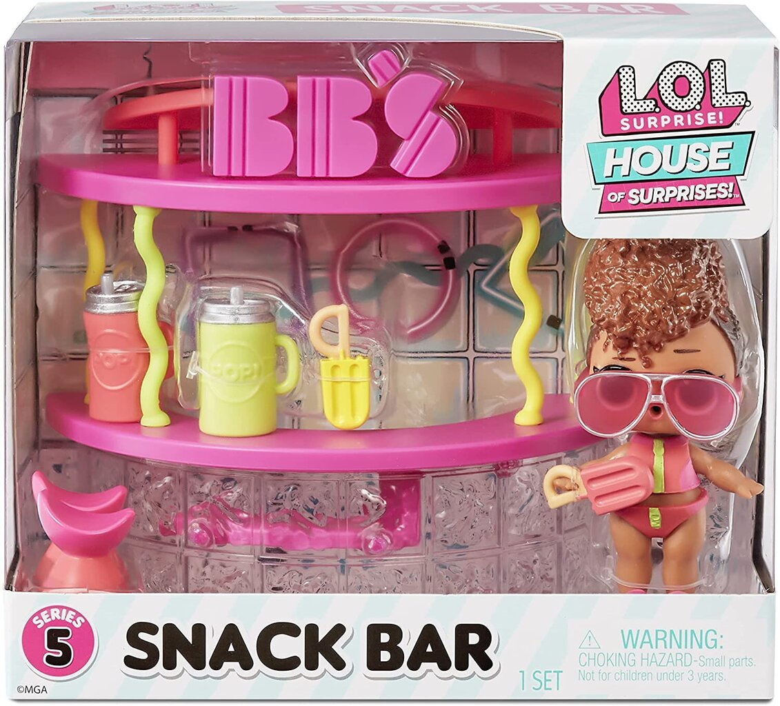 Nukk + mööblikomplekt! LOL Surprise! OMG House of Surprises Series 5 - Snack Bar hind ja info | Tüdrukute mänguasjad | kaup24.ee
