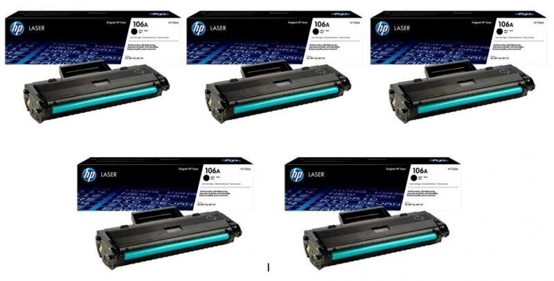 HP W1106A 106A Tooner BK 5 tk - цена и информация | Tindiprinteri kassetid | kaup24.ee