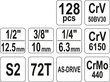 Tööriistakomplekt 128 tk 1/2 3/8 1/4 CrV Yato YT-38872 цена и информация | Käsitööriistad | kaup24.ee