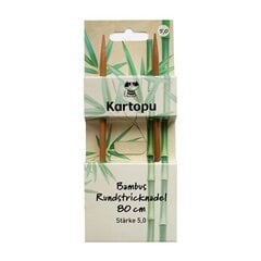 Бамбуковые круговые спицы Kartopu 80 см с металлическим тросом 3,00 мм цена и информация | Принадлежности для вязания | kaup24.ee