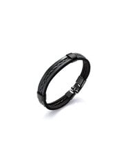 Troli Черный кожаный браслет для мужчин Leather VPH1310 цена и информация | Мужские украшения | kaup24.ee