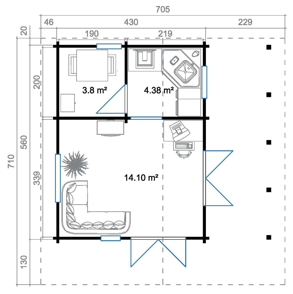 Suvemaja Misso 22,7m² + magamiskorrus 10m² ja terrass 12m² hind ja info | Kuurid ja aiamajad | kaup24.ee