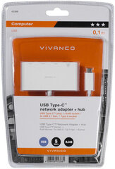 Adapter Vivanco Usb-C - Lan + hub 3-port (45388) hind ja info | USB jagajad, adapterid | kaup24.ee