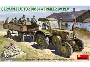 Miniart mudelikomplekt - German Tractor D8506 & Trailer w/Crew, 1/35, 35314 hind ja info | Klotsid ja konstruktorid | kaup24.ee