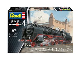 Сборная пластиковая модель Revell - Express locomotive BR 02 & Tender 2'2'T30, 1/87, 02171 цена и информация | Конструкторы и кубики | kaup24.ee