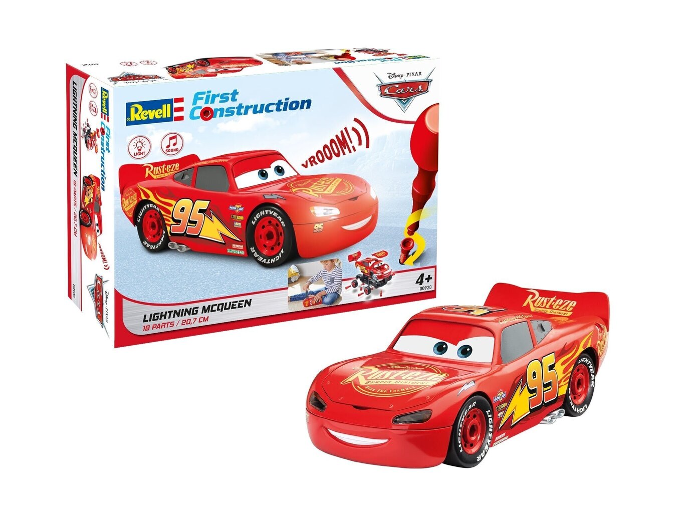 Revell mudelikomplekt- First Construction Lightning McQueen Disney Cars Auto with Light&Sound, 1/20, 00920 цена и информация | Klotsid ja konstruktorid | kaup24.ee