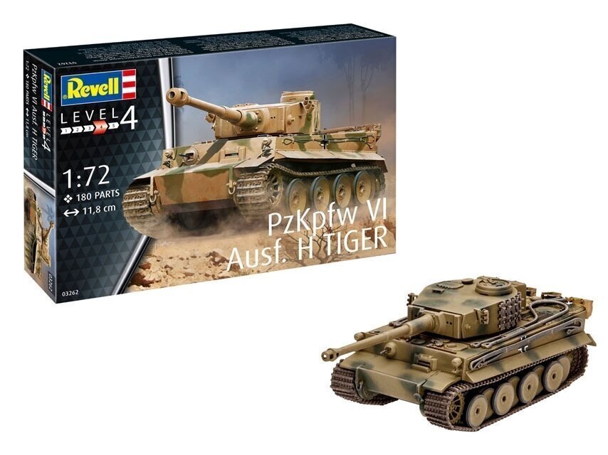 Revell mudelikomplekt - PzKpfw VI Ausf. H Tiger, 1/72 03262 цена и информация | Klotsid ja konstruktorid | kaup24.ee