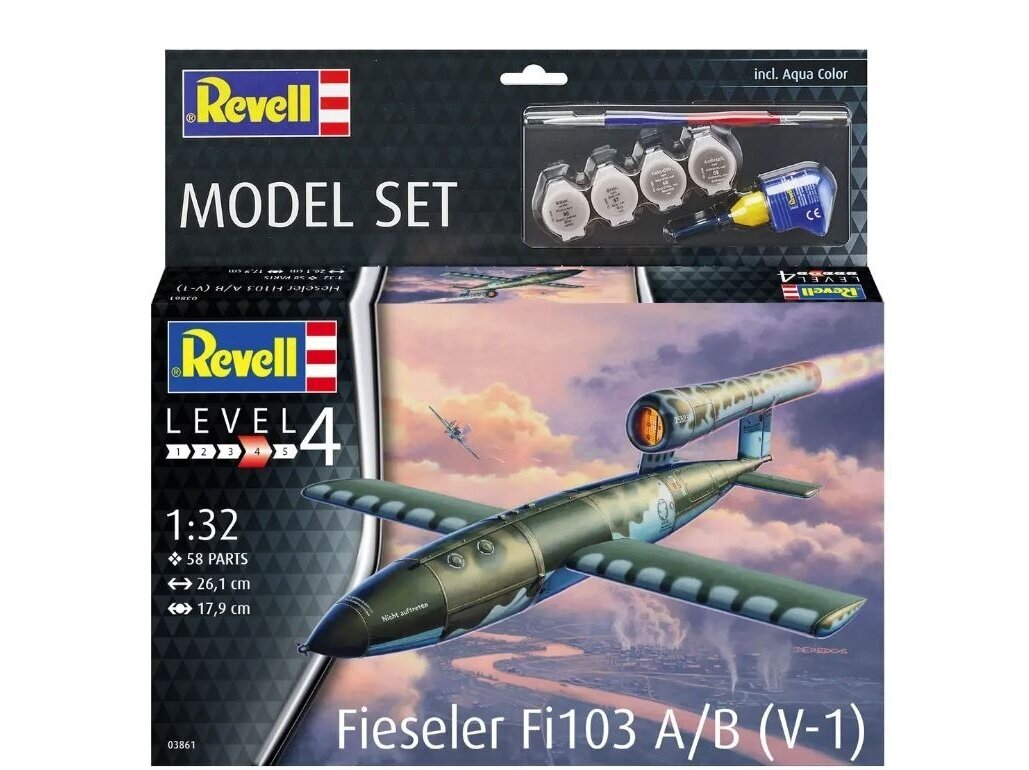 Revell mudelikomplekt - Model Set Fieseler Fi103 V-1 1/72 63861 hind ja info | Klotsid ja konstruktorid | kaup24.ee