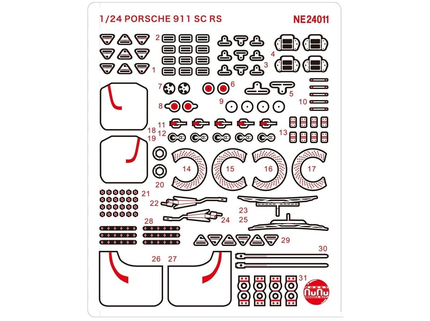 NuNu - Racing Series Porsche 911 SC/RS 1984 Oman Rally Winner Mudeli täienduste komplekt, 1/24, E24011 цена и информация | Klotsid ja konstruktorid | kaup24.ee