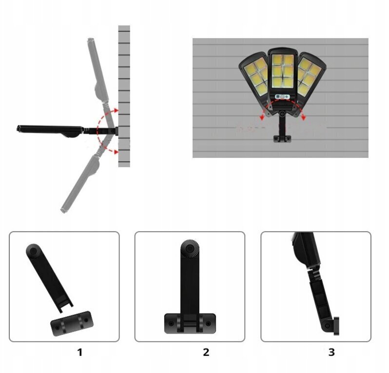 Tänavavalgusti 120 LED päikesepaneeli ja liikumisanduriga + puldiga цена и информация | Aia- ja õuevalgustid | kaup24.ee