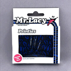 Mr.Lacy Printies lapikud kingapaelad, sinine/must sebra mustriga, 130 cm hind ja info | Rõivaste ja jalatsite hooldus | kaup24.ee