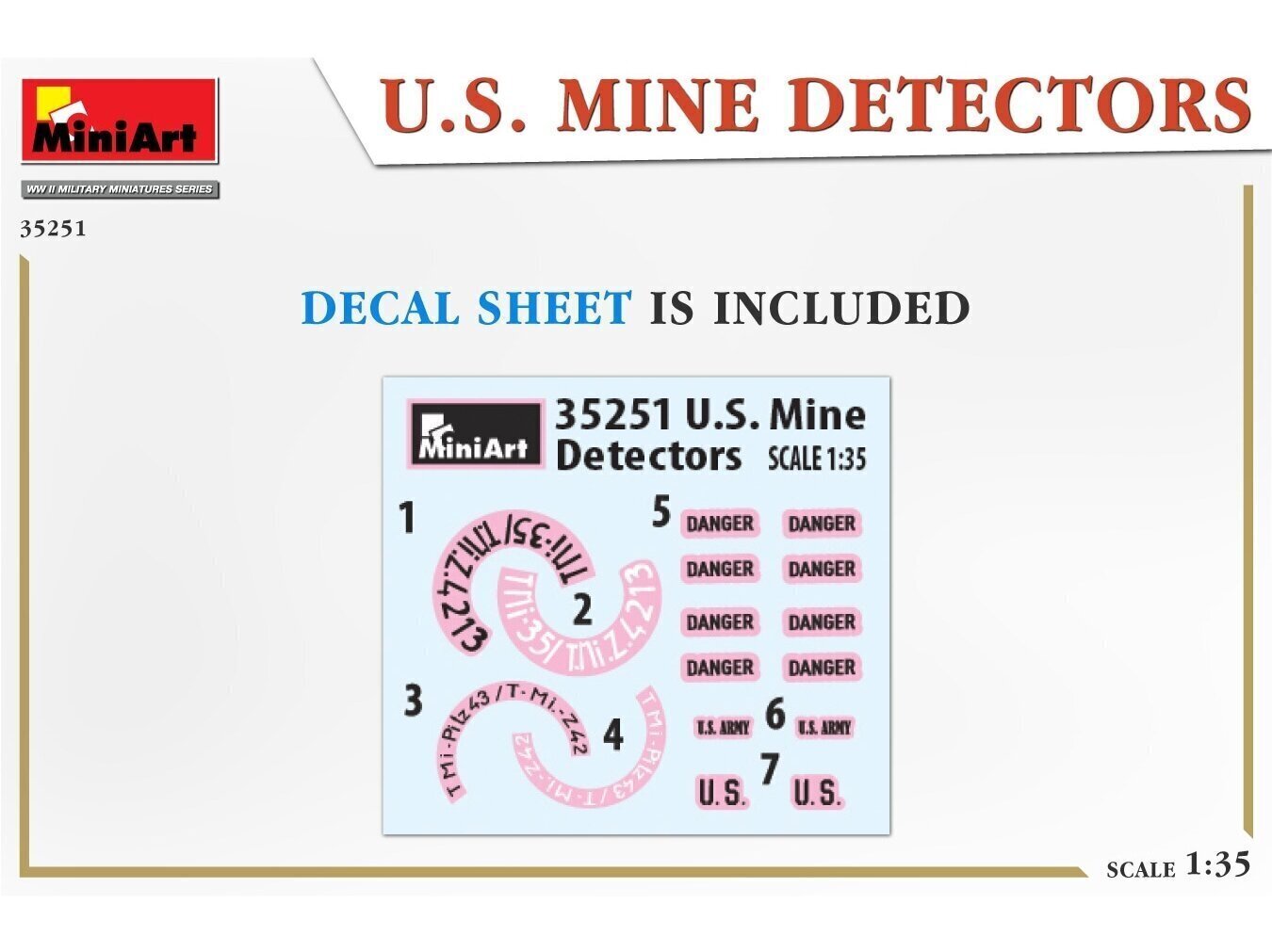 Miniart mudelikomplekt - U.S. Mine Detectors, 1/35, 35251 hind ja info | Klotsid ja konstruktorid | kaup24.ee