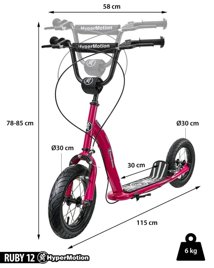 Tõukeratas Hypermotion RUBY 12 (täispumbatud rattad 30 cm) - sinine цена и информация | Tõukerattad | kaup24.ee