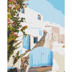 Maalimiskomplekt numbrite järgi Santorini sisehoov 40x50 hind ja info | Maalid numbri järgi | kaup24.ee