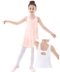 Гимнастический костюм для девочек с юбкой, розовый, рост 104-116см цена и информация | Одежда для балета | kaup24.ee