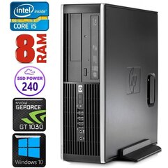 Стационарный компьютер HP 8100 Elite SFF i5-750 8GB 240SSD GT1030 2GB DVD WIN10 [refurbished] цена и информация | Стационарные компьютеры | kaup24.ee