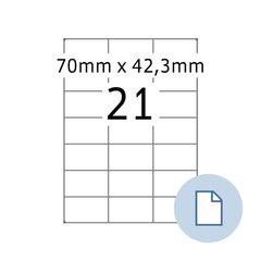 Самоклеющиеся этикетки A4 (70*42.3)*21, 100 шт. цена и информация | Тетради и бумажные товары | kaup24.ee