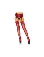 Женское белье Leg Avenue Lace Up Garterbelt Stockings - Burgundy One Size цена и информация | Сексуальное женское белье | kaup24.ee