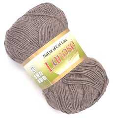 Kudumislõng Lanoso Natural Cotton; värvus pruun 909L hind ja info | Kudumistarvikud | kaup24.ee