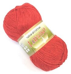 Kudumislõng Lanoso Natural Cotton; värv punane 956L hind ja info | Kudumistarvikud | kaup24.ee