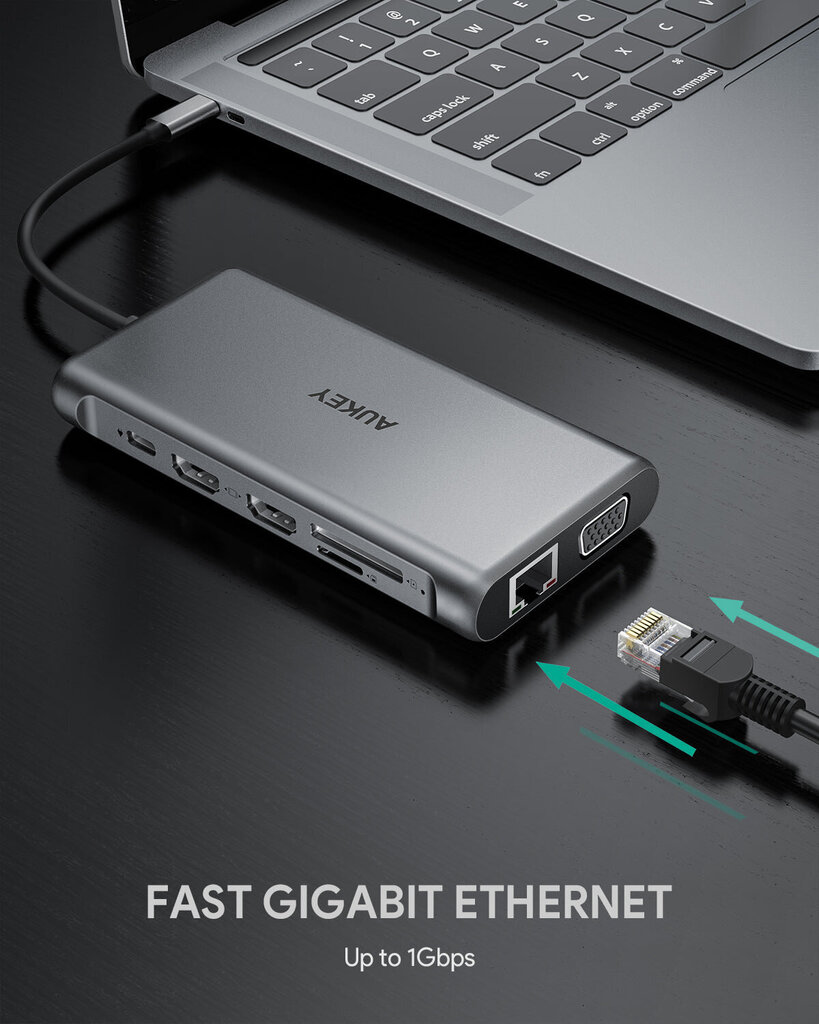 HUB CB-C78 aluminum USB-C | 12w1 | RJ45 Ethernet 10/100/1000Mbps | 2xUSB 3.1 | 2xUSB 2.0 | 2xHDMI 4k@30Hz | VGA | SD i microSD | USB-C | USB-C цена и информация | USB jagajad, adapterid | kaup24.ee