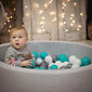 KiddyMoon Baby Pehme Ümmargune Pallimeri 90x30 cm/200 Palli ∅ 7 cm, Pallidega Sertifitseeritud, Valmistatud Euroopas, helehall:valge/must/hõbedane hind ja info | Imikute mänguasjad | kaup24.ee