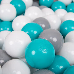 KiddyMoon Играть в пластиковые шарики для малыша 200 штук ∅ 7cm, серый/белый/бирюзовый цена и информация | Игрушки для малышей | kaup24.ee
