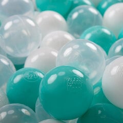 KiddyMoon Mängige Beebile Plastpalle 200 tükki ∅ 7cm, Pallidega Sertifitseeritud, Valmistatud Euroopa, hele türkiissinine/valge/läbipaistev цена и информация | Игрушки для малышей | kaup24.ee