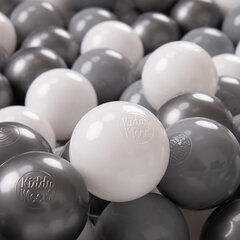 KiddyMoon Играть в пластиковые шарики для малыша 50 штук ∅ 7cm, белый/серый/серебряный цена и информация | Игрушки для малышей | kaup24.ee