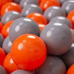 Пластиковые шарики для малыша KiddyMoon, 200 штук, ∅ 7 см, сертифицированный продукт, произведенный в ЕС, оранжевый/серый цвет цена и информация | Игрушки для малышей | kaup24.ee