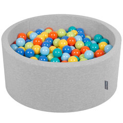Круглый детский бассейн с мячиками KiddyMoon 90x40 см/200 шариков ∅ 7 см, сертифицирован в ЕС, светло-серый: зелёный/оранжевый/бирюзовый/голубой/светло-голубой/жёлтый цена и информация | Игрушки для малышей | kaup24.ee