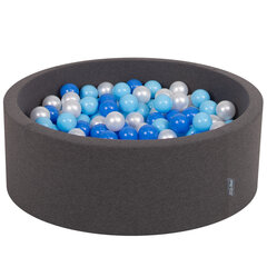 Круглый детский бассейн с мячиками KiddyMoon 90x30 см/200 шариков ∅ 7 см, сертифицирован в ЕС, темно-серый: светло-голубой/голубой/перламутровый цена и информация | Игрушки для малышей | kaup24.ee