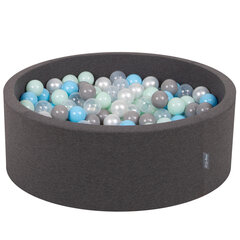Круглый детский бассейн с мячиками KiddyMoon 90x30 см/300 шариков ∅ 7 см, сертифицирован в ЕС, темно-серый: перламутровый/серый/прозрачный/светло-голубой/мятный цена и информация | Игрушки для малышей | kaup24.ee