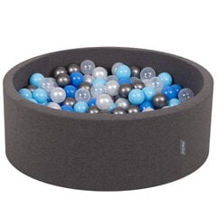 Круглый детский бассейн с мячиками KiddyMoon 90x30 см/200 шариков ∅ 7 см, сертифицирован в ЕС, темно-серый: перламутровый/голубой/светло-голубой/прозрачный/серебряный цена и информация | Игрушки для малышей | kaup24.ee