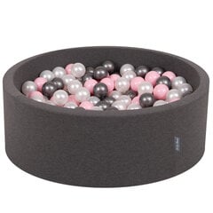 Круглый детский бассейн с мячиками KiddyMoon 90x30 см/300 шариков ∅ 7 см, сертифицирован в ЕС, темно-серый: перламутровый/светло-розовый/серебряный цена и информация | Игрушки для малышей | kaup24.ee