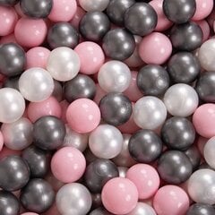 Круглый детский бассейн с мячиками KiddyMoon 90x30 см/300 шариков ∅ 7 см, сертифицирован в ЕС, темно-серый: перламутровый/светло-розовый/серебряный цена и информация | Игрушки для малышей | kaup24.ee